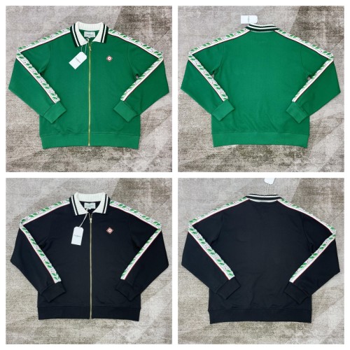1:1 quality version Ribbon Floral Colorblocked Knit Collar Jacket & pants set 2 colors