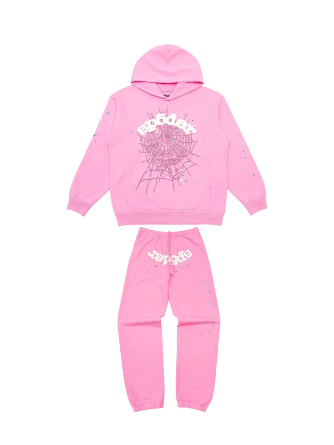 1:1 quality version Pink OG Spider Web Hoodie & Pants set