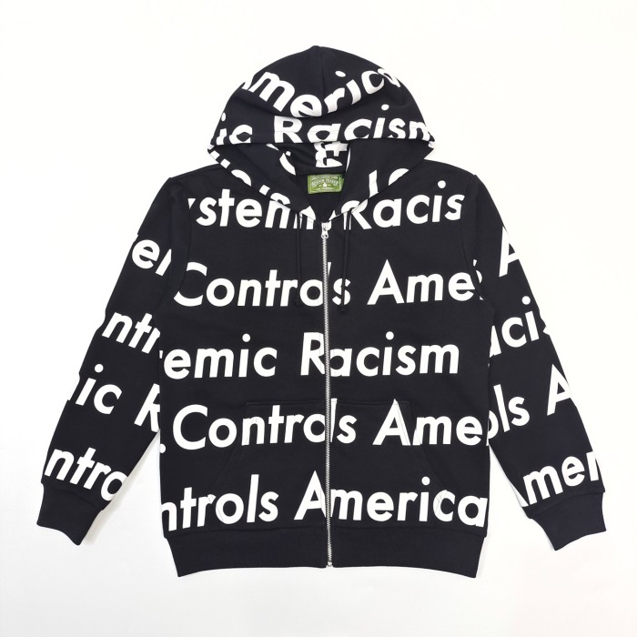 1:1 quality version All Over Racial Lettering Printed Zipper Hoodie 4 colors