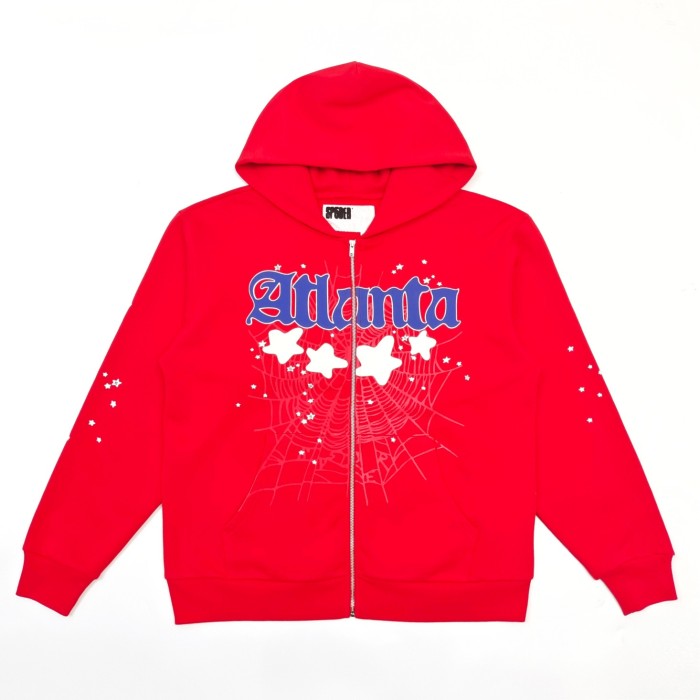 [Big & Tall for weights up to 220 lbs]1:1 quality version Atlanta Red Zipper Hoodie & Pants Set