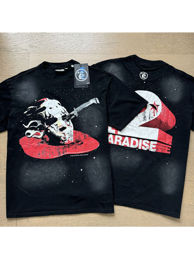 [Buy Two Get One Free]Skull Blood Park White Ink Dot Washed Version Tee