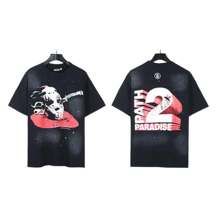 [Buy Two Get One Free]Skull Blood Park White Ink Dot Washed Version Tee