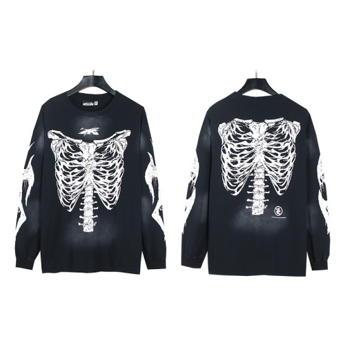 Ribbon Bone Print Long Sleeve T-Shirt