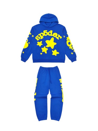 1:1 quality version Yellow Large Star Letter  Foam Print Hoodie & Pants Set