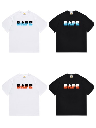Flame Letter Print Solid Color Tee 4 colors