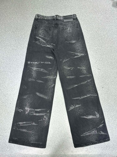 1:1 quality version Tie-Dye Water Ripple Gradient Ink Splash Wide Leg Jeans