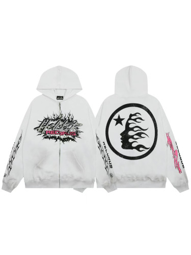 Pink Letter Logo Zipper Washed Version Hoodie