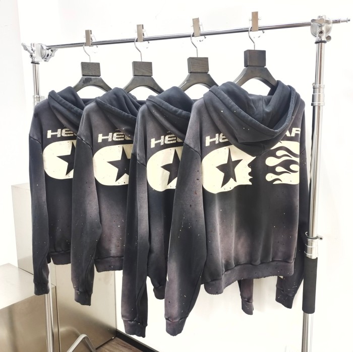 1:1 quality version Splash Ink Washed Aged Zipper Hoodie with NFC tag
