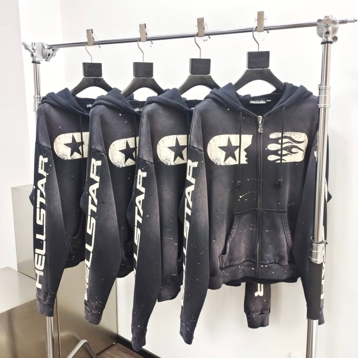 1:1 quality version Splash Ink Washed Aged Zipper Hoodie with NFC tag