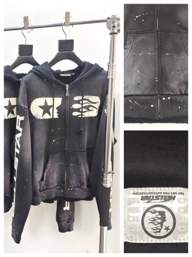 1:1 quality version Splash Ink Washed Aged Zipper Hoodie with NFC tag