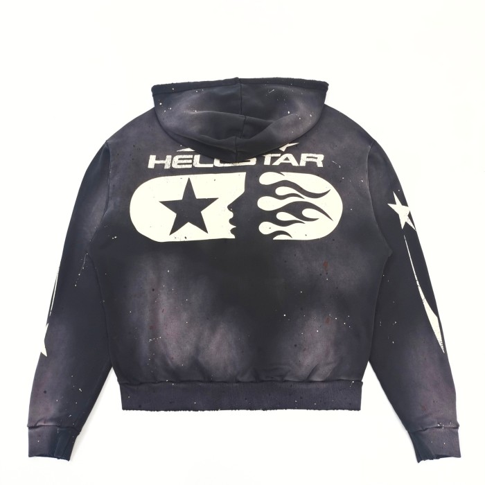 1:1 quality version Splash Ink Washed Aged Zipper Hoodie with NFC tag