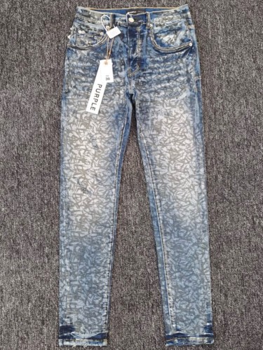 1:1 quality version All-over dendritic print frayed denim jeans