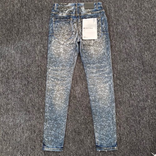 1:1 quality version All-over dendritic print frayed denim jeans