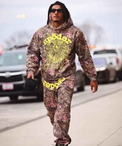 1:1 quality version Tree Branch Flower Spider Web Print Hoodie & Pants Set