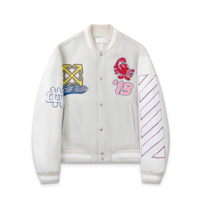 Back Animal Large Letter Logo Embroidered Baseball Jacket