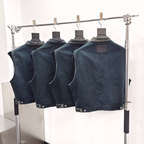1:1 quality version Buttoned Lapel Aged Sleeveless Washed Version Vest