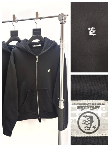 1:1 quality version Small Face Print on Chest zipper Hoodie with NFC tag