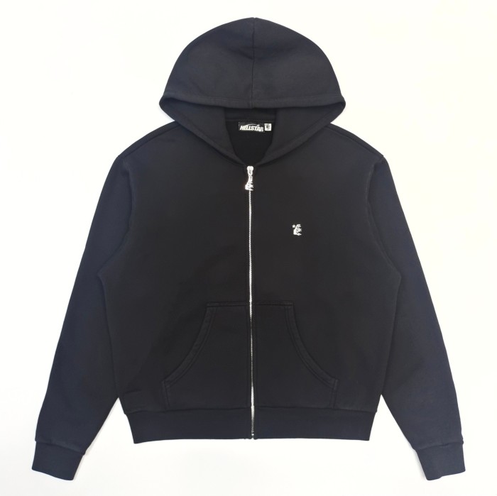 1:1 quality version Small Face Print on Chest zipper Hoodie with NFC tag