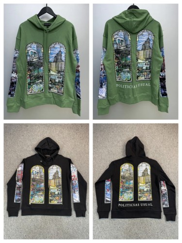 Architectural Urban Illustration Letter Print Hoodie 2 colors