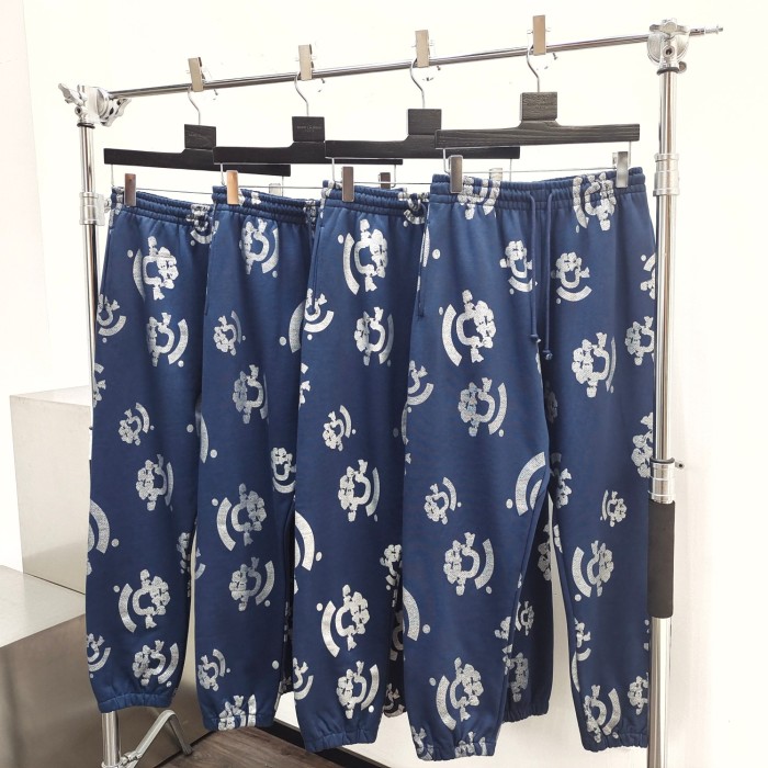 1:1 quality version Hot Silver Flower Navy Blue Hoodie & Sweatpants Set