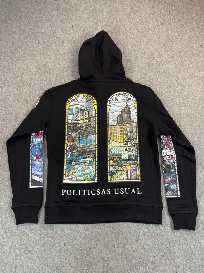 Architectural Urban Illustration Letter Print Hoodie 2 colors
