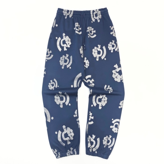 1:1 quality version Hot Silver Flower Navy Blue Hoodie & Sweatpants Set