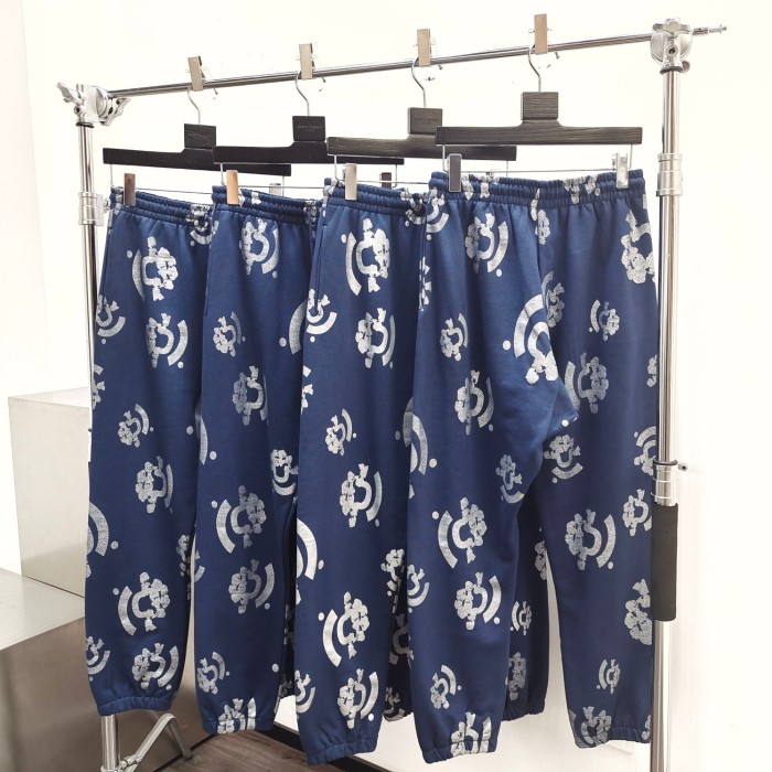 1:1 quality version Hot Silver Flower Navy Blue Hoodie & Sweatpants Set