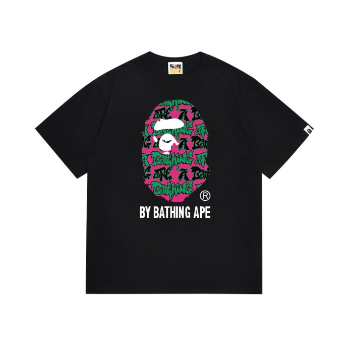 Cartoon Letter Clash Color Big Ape Head Tee 2 colors