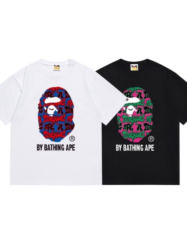 Cartoon Letter Clash Color Big Ape Head Tee 2 colors