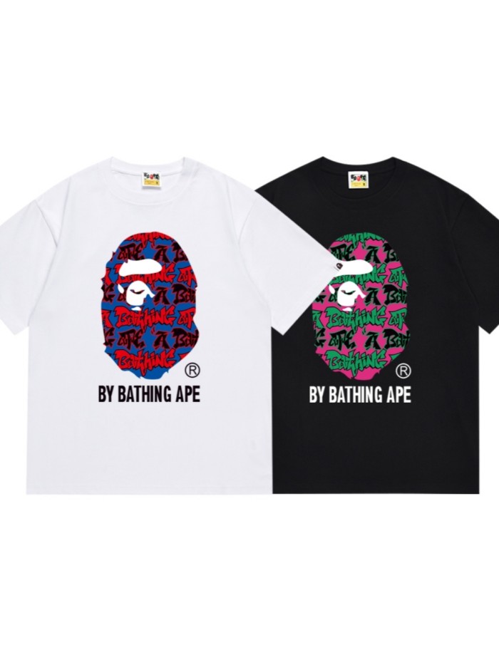 Cartoon Letter Clash Color Big Ape Head Tee 2 colors