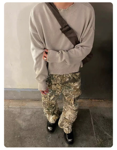 Twig Camo Washed Large Pocket Cargo  Pants