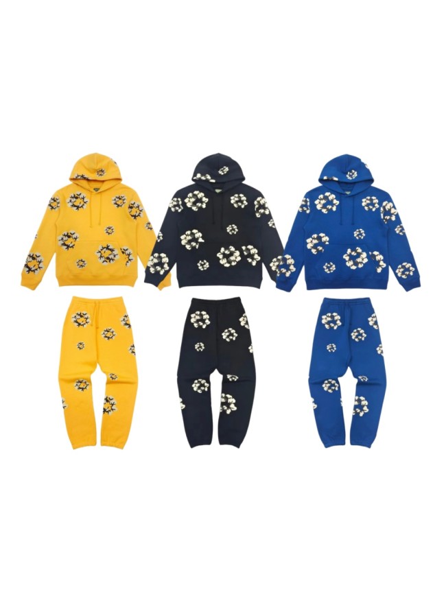 1:1 quality version Branch and leaf Kapok Hoodie & Sweatpants Set 3 colors