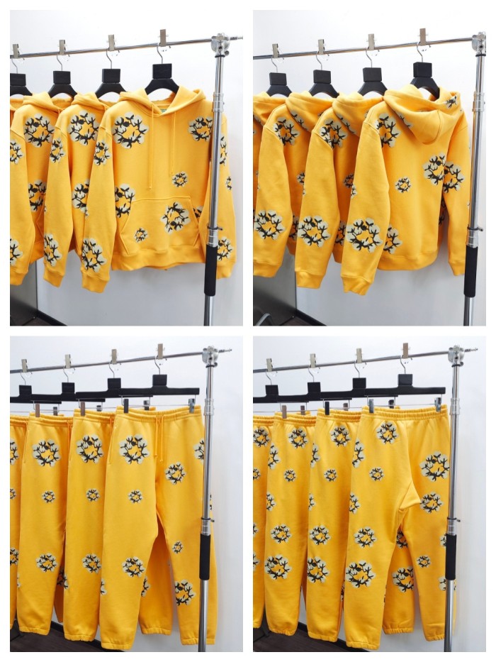 1:1 quality version Branch and leaf Kapok Hoodie & Sweatpants Set 3 colors