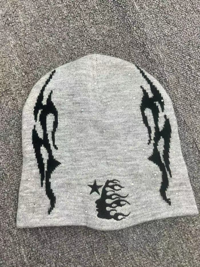 1:1 quality version Hip Hop Rhinestone Personalized Pattern Cold beanie 6 colors
