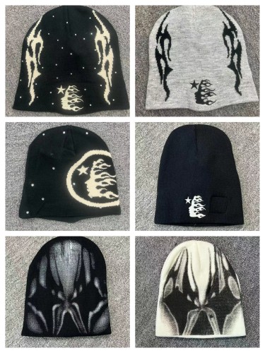 1:1 quality version Hip Hop Rhinestone Personalized Pattern Cold beanie 6 colors
