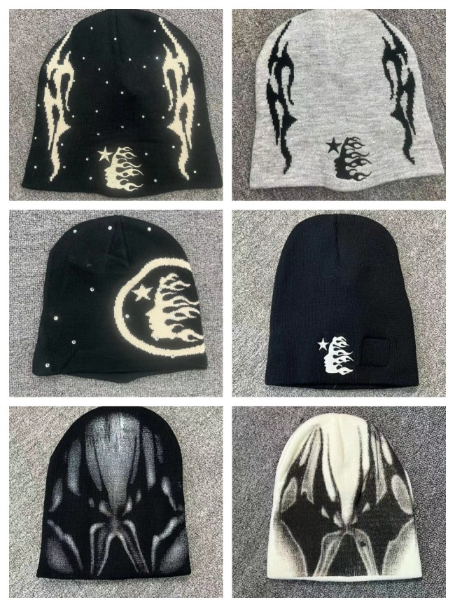 1:1 quality version Hip Hop Rhinestone Personalized Pattern Cold beanie 6 colors
