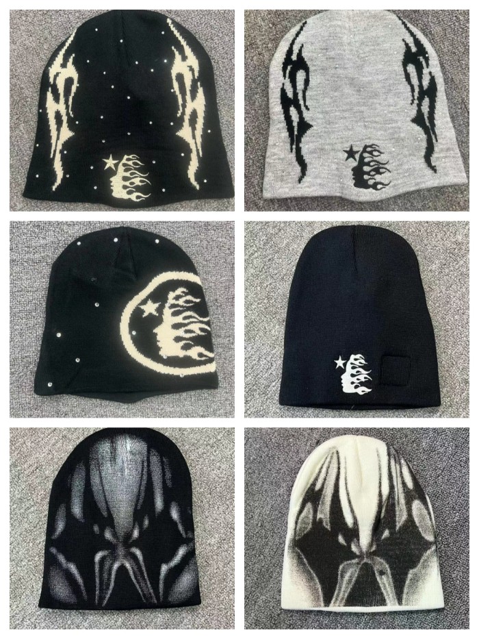 1:1 quality version Hip Hop Rhinestone Personalized Pattern Cold beanie 6 colors
