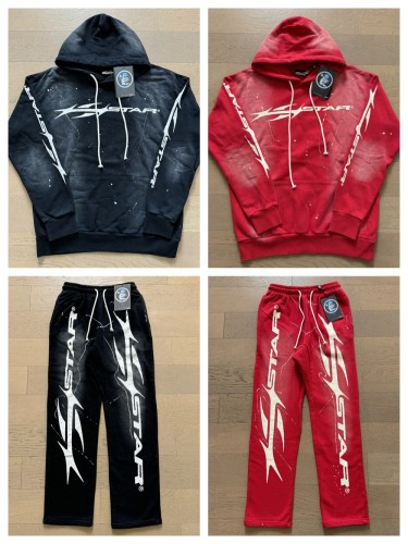 Distressed Letter Logo Ink Splattered hoodie & pants set 2 colors
