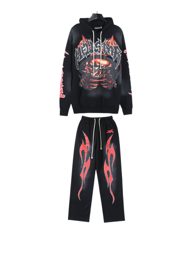 Mechanical Beast Alphabet Print hoodie & pants set 2 colors