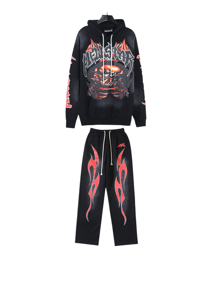 [Buy One Get One Free]  Mechanical Beast Alphabet Print hoodie & pants set 2 colors
