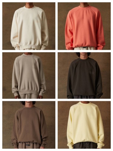 1:1 quality version Cubic Double Flocked Letter LOGO Crew Neck Sweatshirt 6 colors