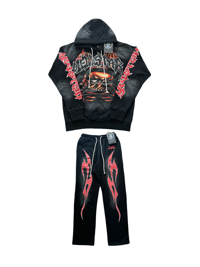 [Buy One Get One Free]  Mechanical Beast Alphabet Print hoodie & pants set 2 colors