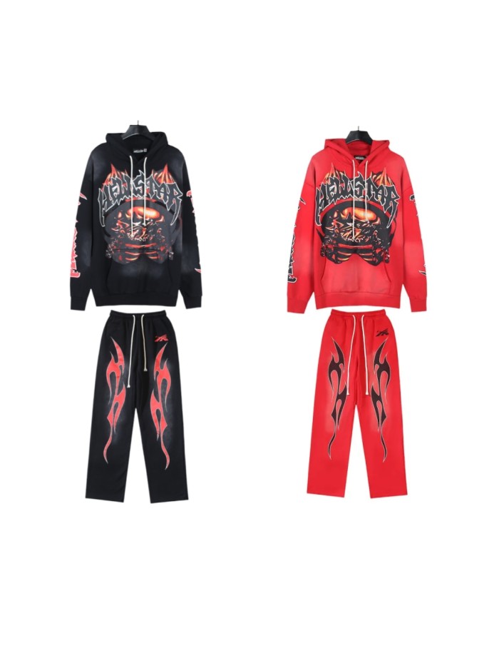 [Buy One Get One Free]  Mechanical Beast Alphabet Print hoodie & pants set 2 colors