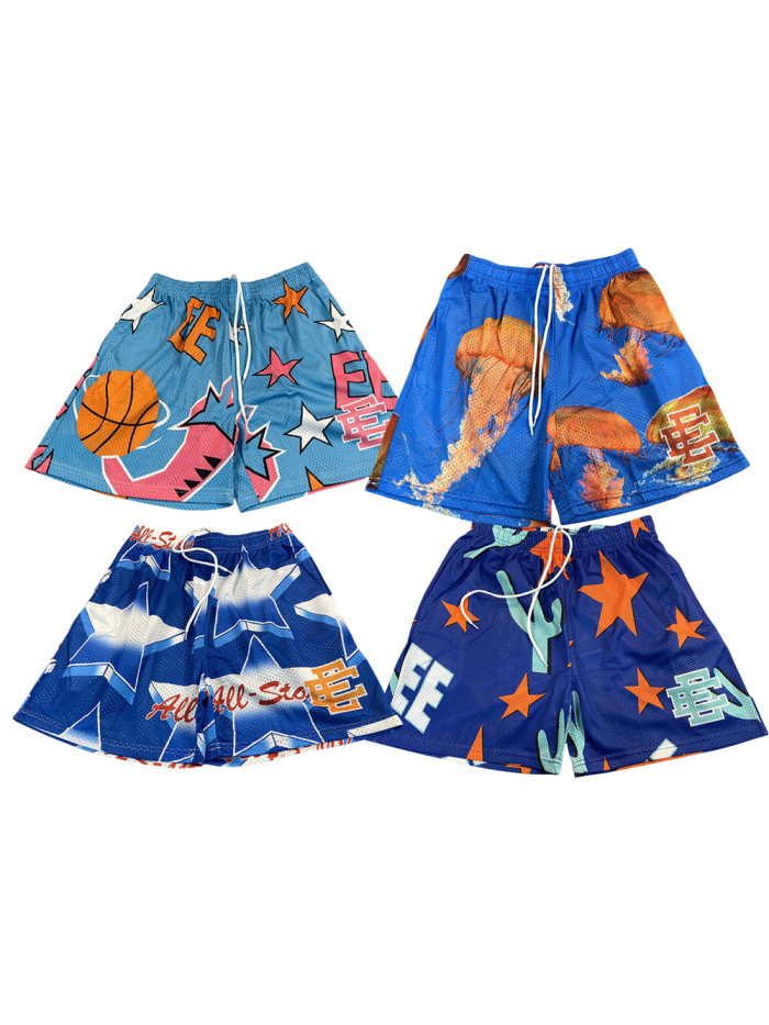  Basketball Star Jellyfish Print Mesh Shorts 4 colors