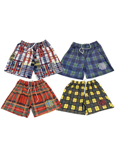 Colorful plaid logo print mesh shorts 4 colors