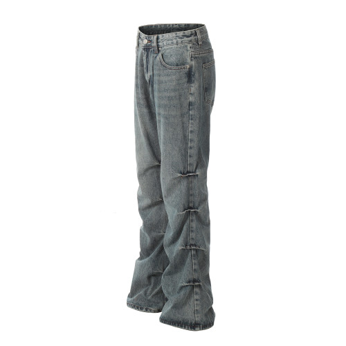 Side Frayed Micro Wide Leg Jeans