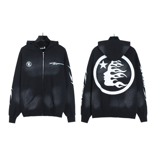 HS Monogram Logo Printed Ink Splash Zipper hoodie & pants set