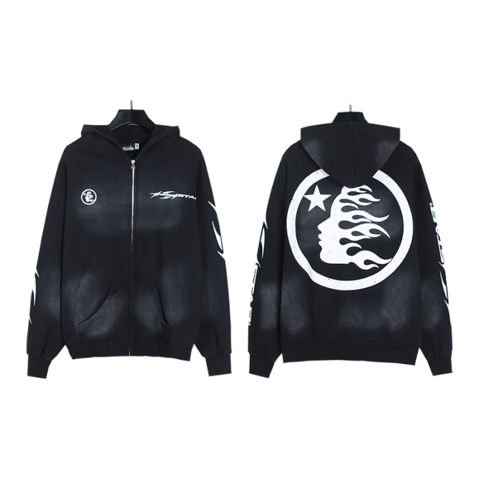 HS Monogram Logo Printed Ink Splash Zipper hoodie & pants set