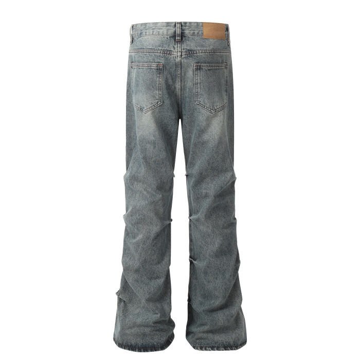 Side Frayed Micro Wide Leg Jeans