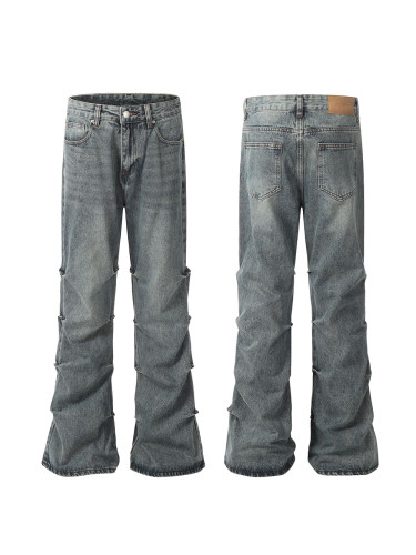 Side Frayed Micro Wide Leg Jeans